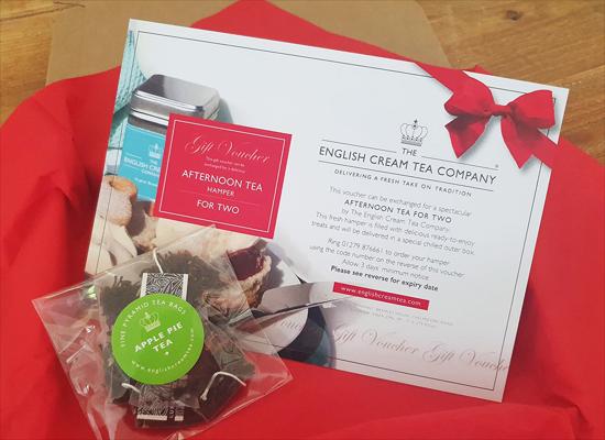 Image of gift voucher sent out with tea in a postable box